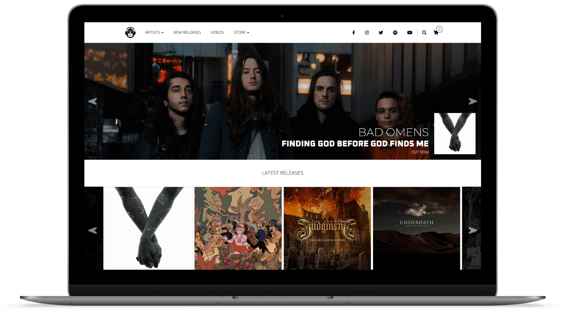 Macbook showing the Jukebox Monkey Records homepage