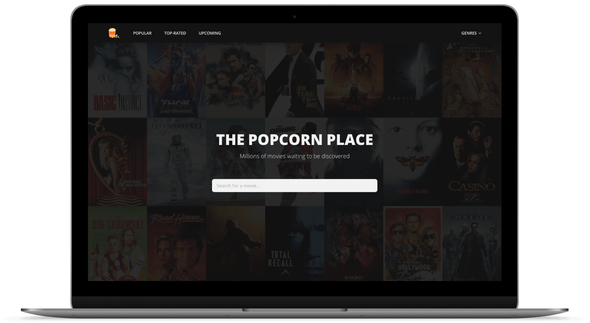 Macbook showing The Popcorn Place homepage